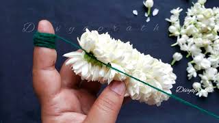 How to tie jasmine flowers in easy way/different method to string jasmine flowers/mallipoo/veni/DIY screenshot 1