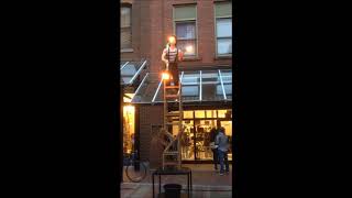 Juggling Flaming Torches on a Ladder!!! Details