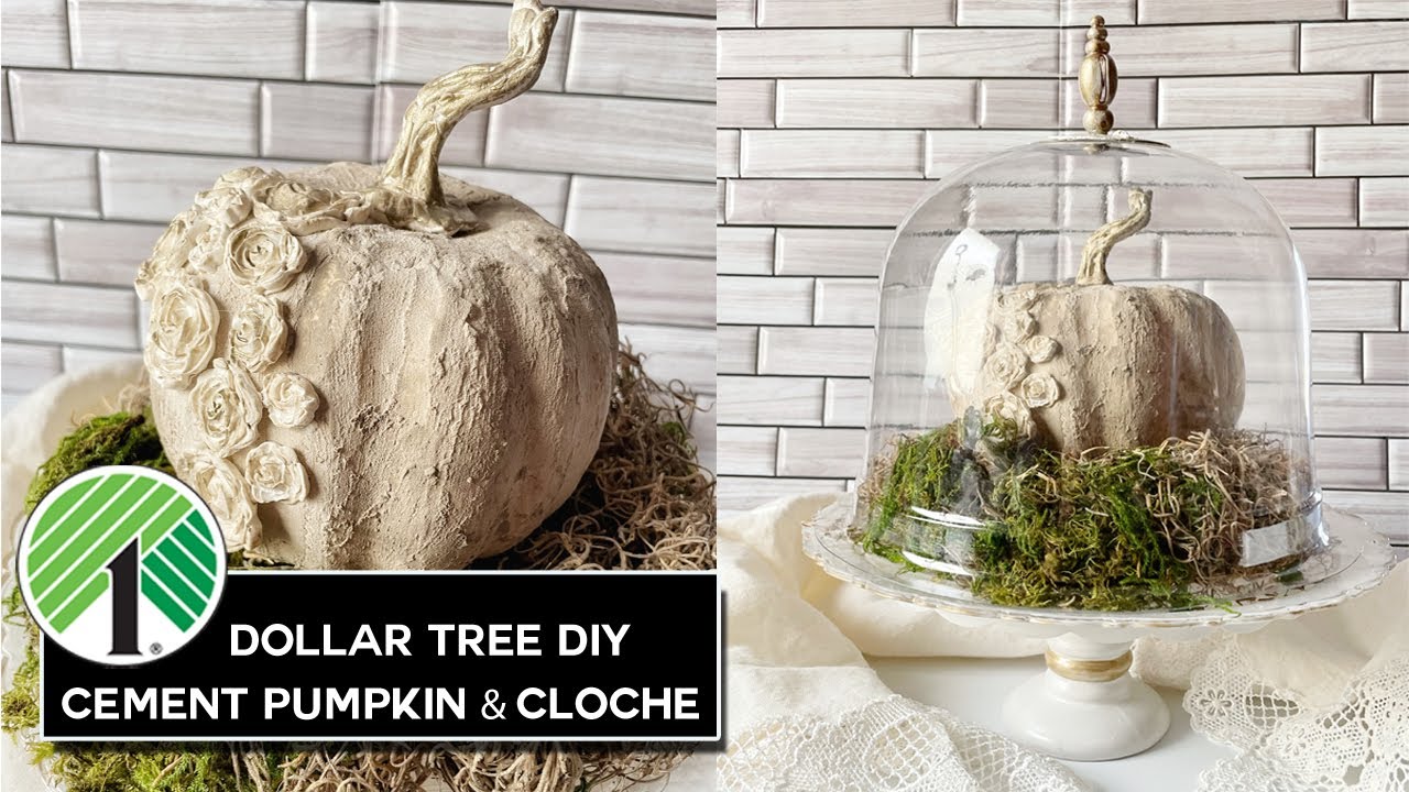 Dollar Tree DIY Cement "like" pumpkin and cloche!! YouTube
