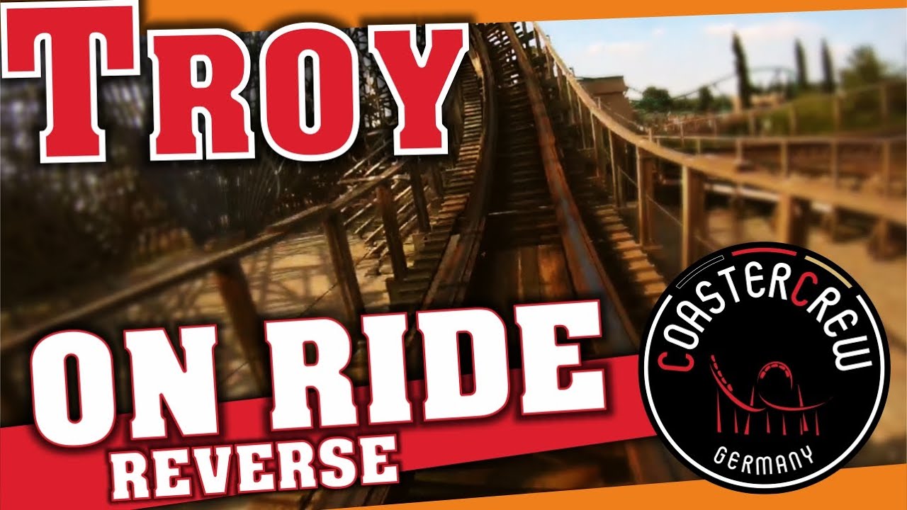 Troy  reverse on ride POV - Wooden Coaster (Great Coasters International) @ Toverland Netherlands