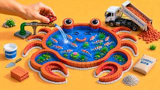 Building a Creative Crab-Shaped Koi Pond With a Water Pump System | @MinMinTractor