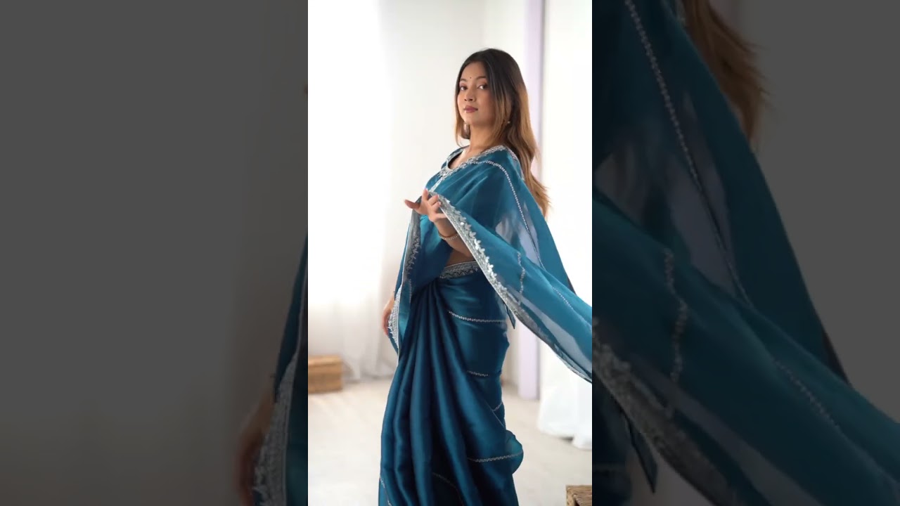 Teal Blue Heavy Silk Saree