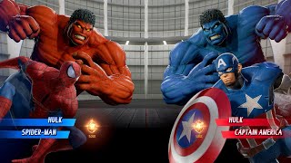 Red Hulk & Red Spider Man VS Blue Hulk & Captain America - Marvel vs Capcom Infinite