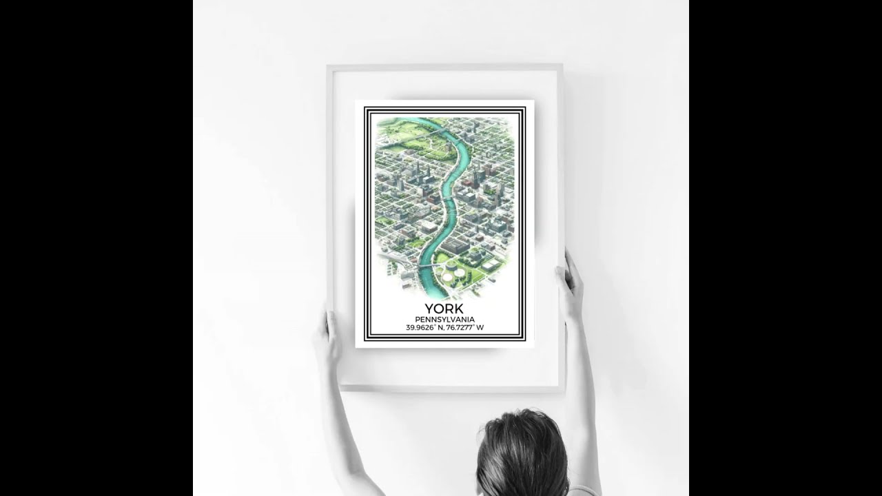 York City Map | Cities in Pennsylvania | Travel Print Art Maps #city #maps #shorts #pennsylvania