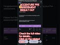Accenture Pre Assessment Result Out 🔥 AASE / ASE | Onboarding Update 🚀 #Shorts