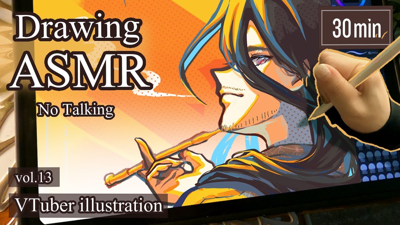 🐭iPad Drawing ASMR ✨ Calm Digital Art (No Talking) | VTuber Kimono Boy 和装男子 vol.13