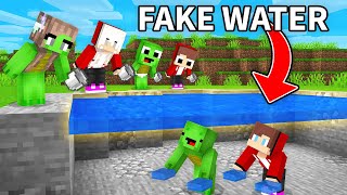 Mikey and JJ Use FAKE WATER To Prank Families in Minecraft (Maizen)