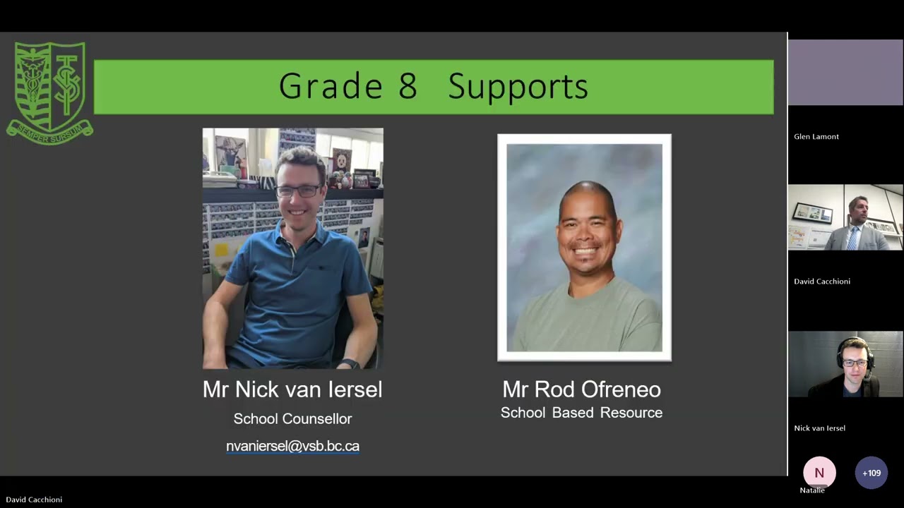 Van Tech - Grade 7 to 8 Caregiver Info Night 2026-01-13  Video Recording (Grads of 2031)