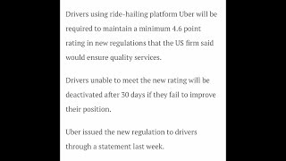 Uber Drivers With 4.6 Rating Or Less Will Be Deactivated