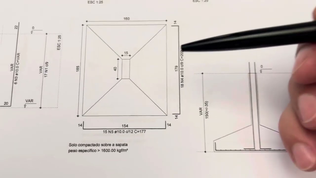 Leitura sapata projeto estrutural