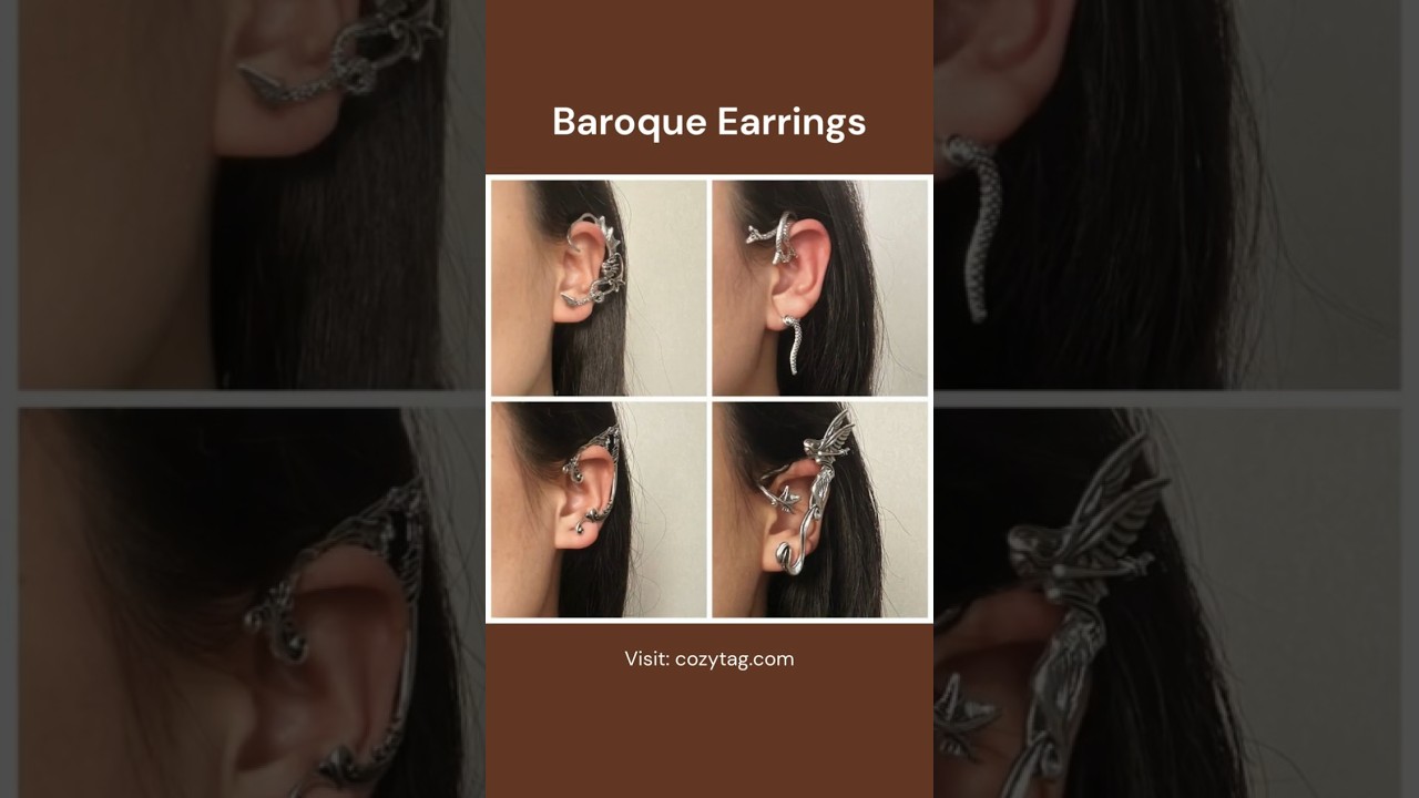 Vintage Elf Wings Ear Clip Dark Punk Style Devil Earrings E2112 