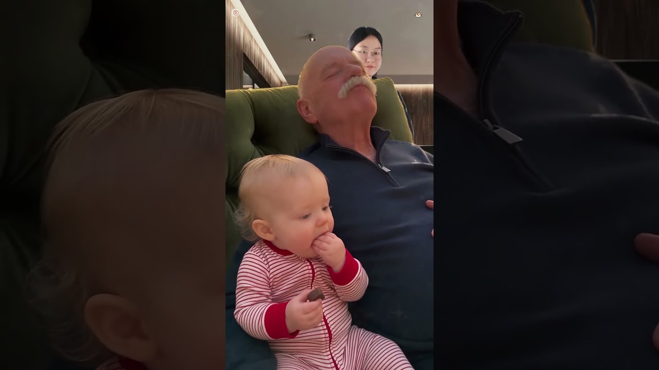 Look How This Baby Copies Grandpa's Chocolate Moment! 👴🍫 #Grandpa
