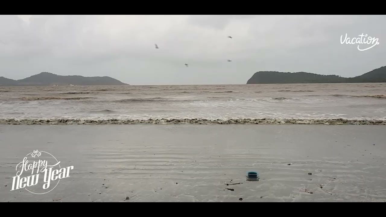 Beach sound of wave and wind