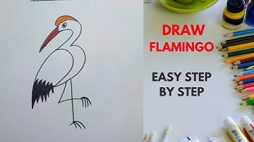 How to draw a flamingo easy step by step,  easy drawing tutorial for beginners