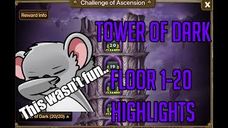 Tower of Dark FLOOR 1-20 FULL CLEAR HIGHLIGHTS SUMMONERS WAR SKY ARENA CHALLENGE OF ASCENSION screenshot 5