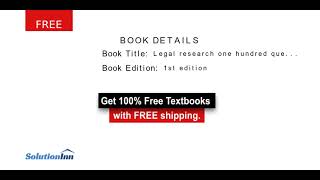 Legal Research One Hundred Questions And Answers - 1st Edition 100% discount on all the Textbooks