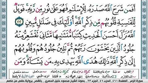 سورة الزمر مكتوبة محمود خليل الحصري Surah Al Zomar