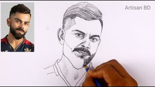 How To Draw Virat Kohli pencil sketch, Virat Kohli IPL RCB Player from India #viratkohli