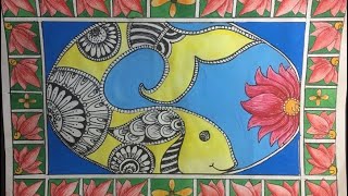 Madhubani Painting part 2 Drawing and Painting easy tutorials Step by step YouTube