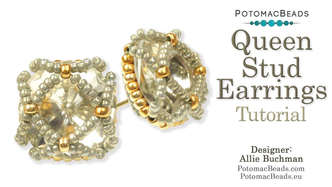 Queen Stud Earrings- DIY Jewelry Making Tutorial by PotomacBeads