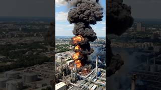 HUGE EXPLOSION at Oil Plant Fire Dark Smoke Spreads Over City - Terrifying Moment