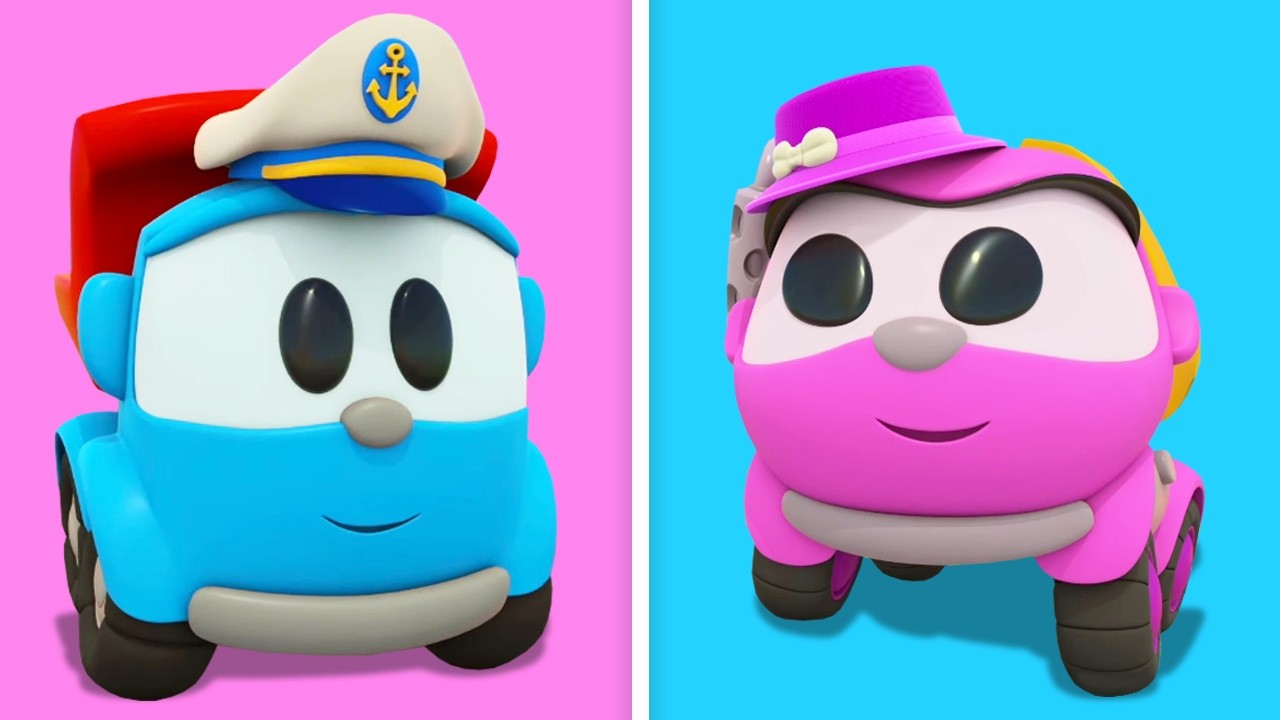 Leo und Lea sind ein tolles Team – Cartoons mit bunten Lastwagen