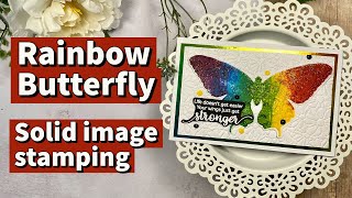 Rainbow Butterfly // Stamping with solid block images using Distress Ink