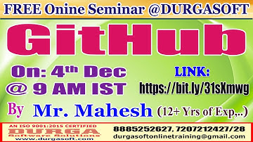 GitHub (FREE Seminar) Online Training @ DURGASOFT