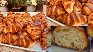 Croissant bien feuilleté//DZ// أكثر من20 كرواصون🥐  ب 500غ دقيق فقط مورق مثل خلية النحل و بدون محسن