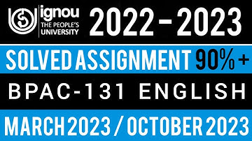 BPAC-131 SOLVED ASSIGNMENT 2022-23 | BPAC-131 SOLVED ASSIGNMENT 2022-23 IN ENGLISH | BPAC-131