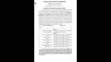 Odishs civil services exam 2023 notification. #opsc #oas