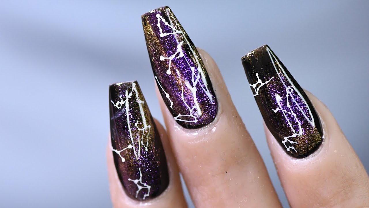 Galaxy Nail Art with Cre8tion Cat Eye Gel YouTube