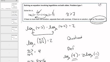 22 09 Solving an equation involving logarithms on both sides: Problem type 1