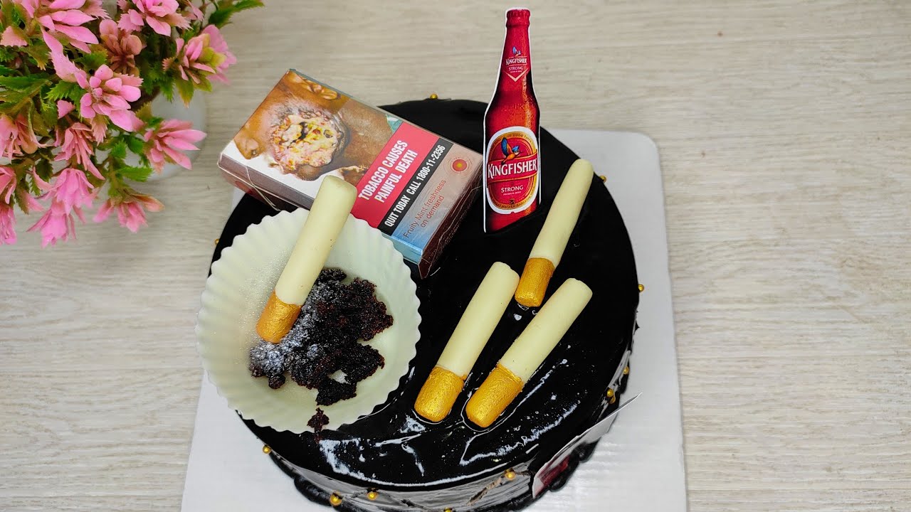 CIGRETTE & BEER BOTTLE THEME CAKE #shorts