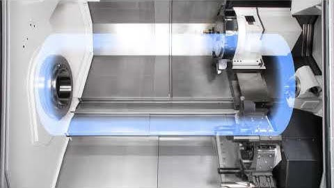 Máy tiện CNC Okuma LU7000EX với 2 đài dao và trục chính hoạt động đồng thời. Yamazen VN