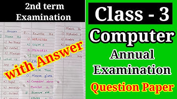Class-3 COMPUTER Annual Examination question paper | Class-3 Computer question paper
