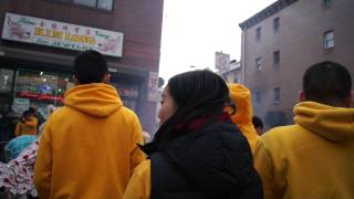 Giant String Of Firecrackers At Chinese New Year Lion Dance In Philadelphia 費城 春节 爆竹