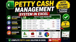 Petty Cash Management System in Excel | Auto Running Balance & Expense Tracking