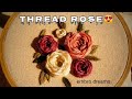 “Shiny WOVEN Thread Rose Flower Embroidery✨ step by step tutorial..