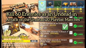 Kill 60 Enemies as an Undead in Attack of the Undead 20 Playlist Matches Call Of Duty Mobile