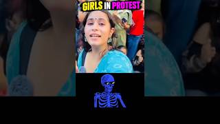 Girls In Protest 😳💀 | Unexpected Ending 😂 #shorts #trend #edit  #viral #protest