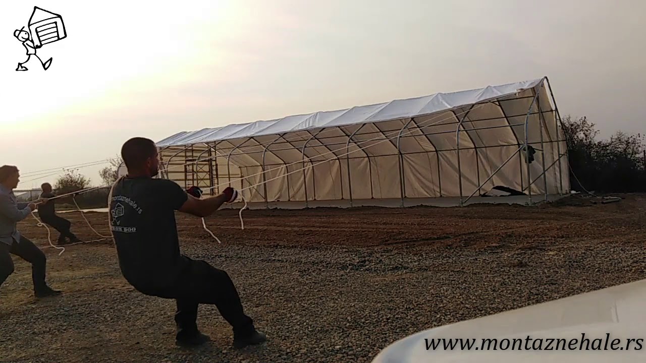 Prebacivanje krovne cerade skladišni šator  PEPROM 001