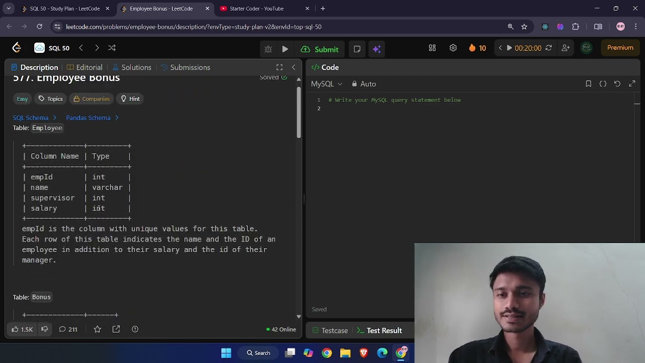 LeetCode SQL Sheet – Ep 10 |  Employee Table |  Learn SQL with Me | Joins