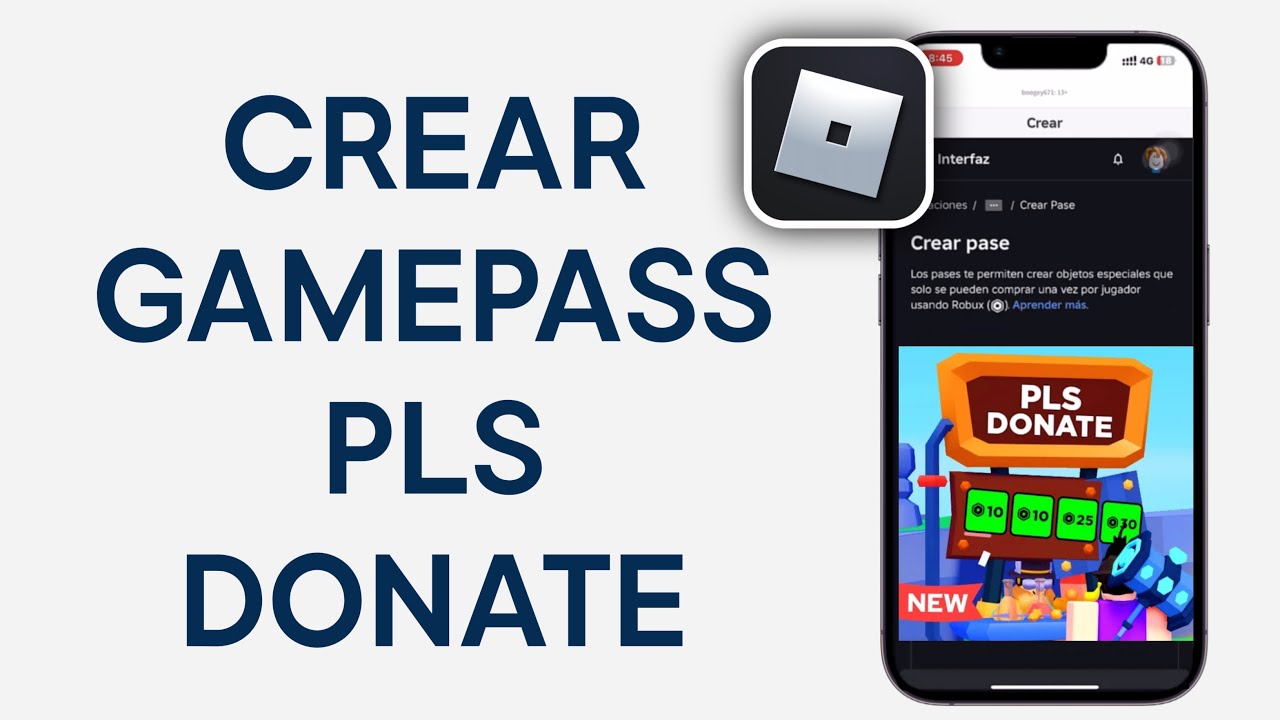 Cómo crear un Game Pass en Pls Donate en Roblox móvil 2025 - YouTube