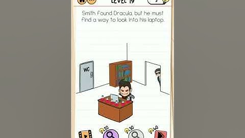 Brain Test 2 Level 19 Smith and Joe part 1, Smith found Dracula, but he must find a way to look into