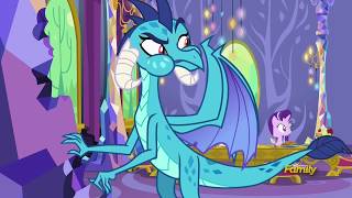 Ember eating off Twilight's castle