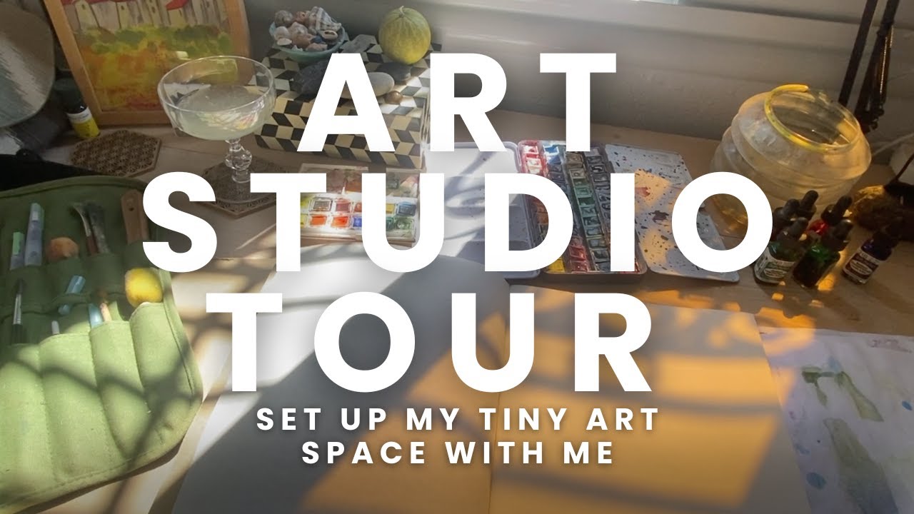 Set up my tiny art space with me ☀ honest art studio tour and art vlog ...