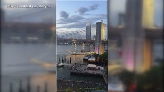 Mexican Navy training ship strikes the bottom of Brooklyn Bridge
