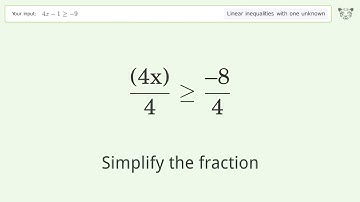 Solving Linear Inequalities: 4x-1 is Greater Than or Equal to -9