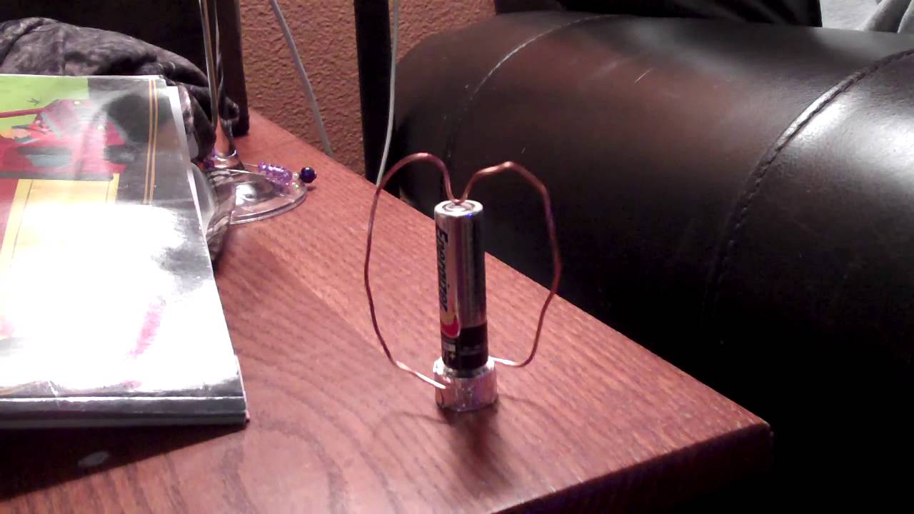 AA battery, copper wire, tin foil. YouTube